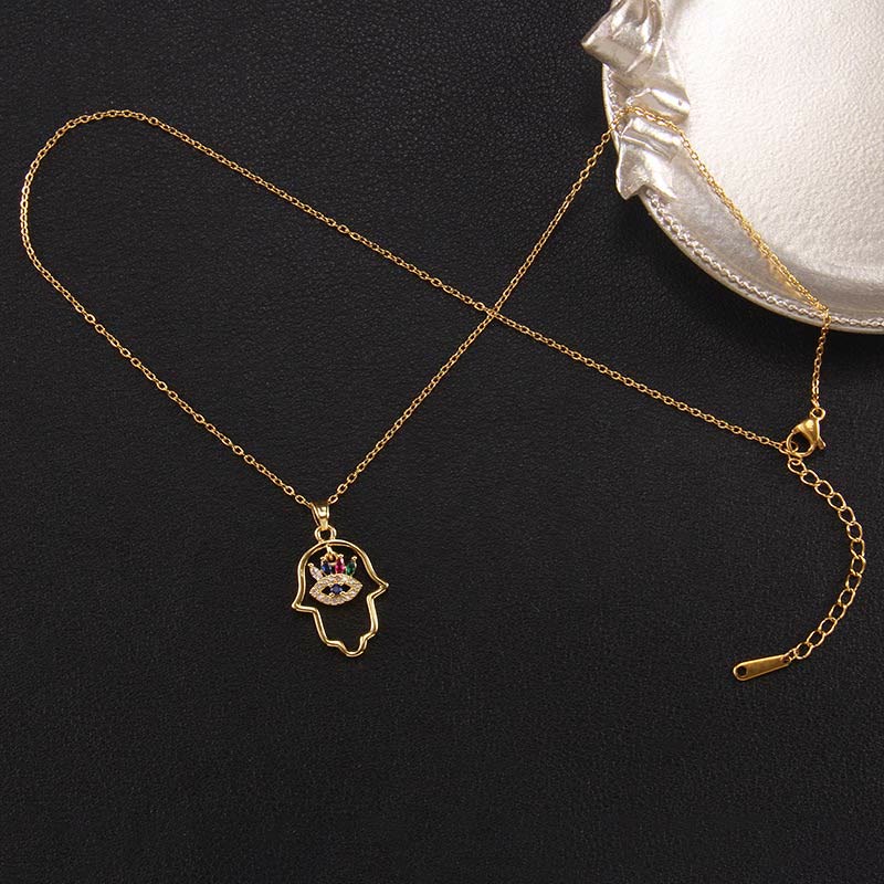 Olivenorma "Good Fortune" Hamsa With Evil Eye Necklace  - Hollow Hamsa - image 9