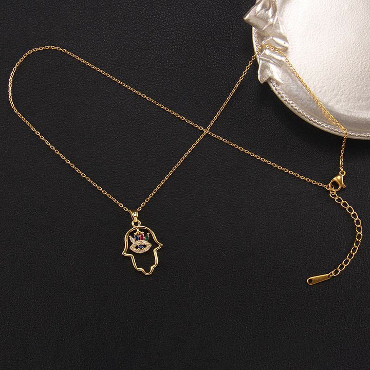 Olivenorma "Good Fortune" Hamsa With Evil Eye Necklace  - Hollow Hamsa - image 9