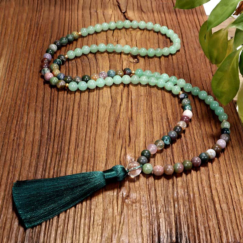 Olivenorma Green Aventurine Indian Agate Necklace Bracelet Mala - image 4
