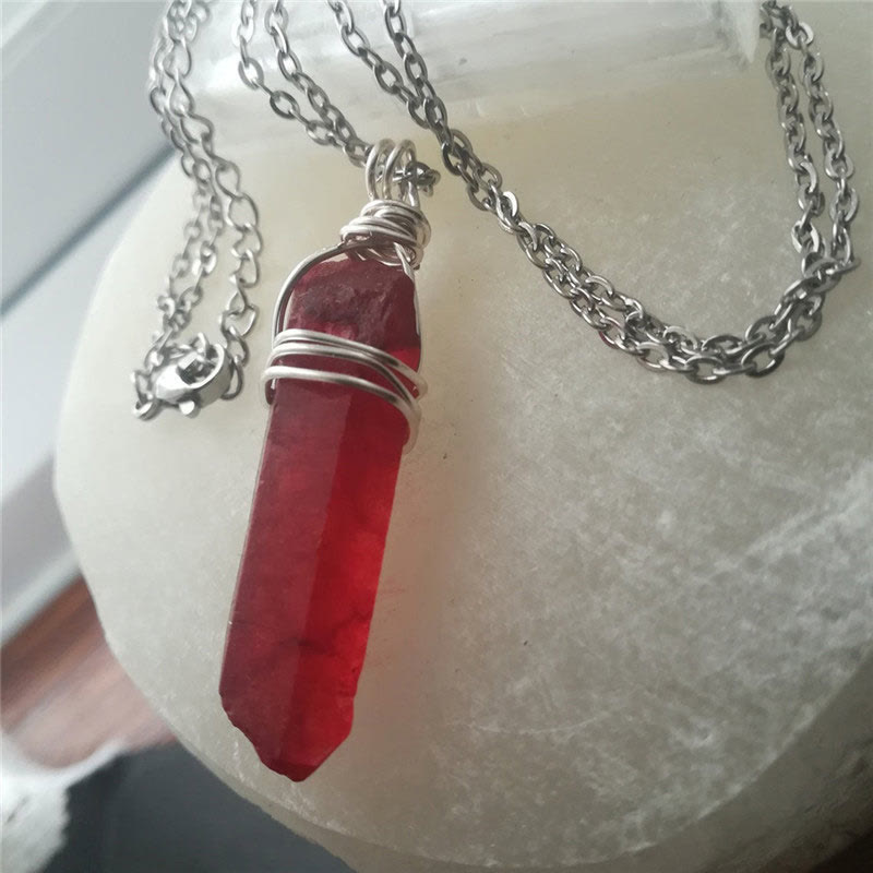 Olivenorma Healing Red Crystal Necklace - Silver - image 4