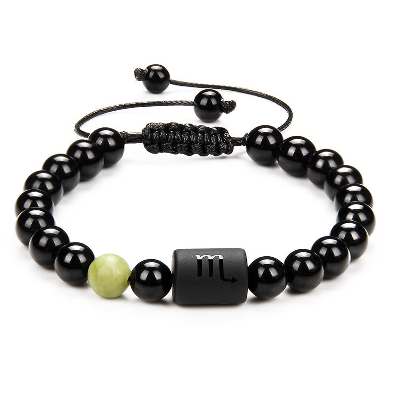 Olivenorma Natural Black Onyx Zodiac Men Woven Bracelet - Prehnite&Black Onyx - image 16