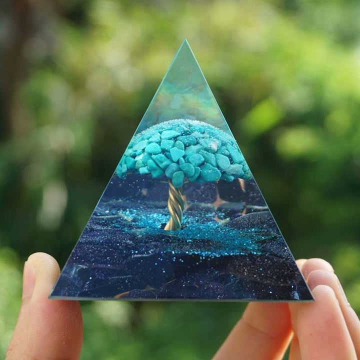 Olivenorma Blue Sandstone With Turquoise Healing Orgone Pyramid - image 1