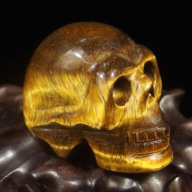 Olivenorma Natural Crystal Skull Halloween Decoration - Tiger Eye - 2" - image 30