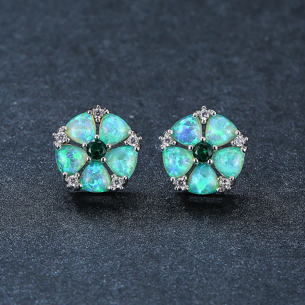 Olivenorma Opal Flower Shaped Earrings - image 1