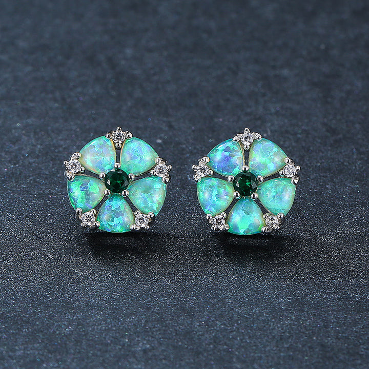 Olivenorma Opal Flower Shaped Earrings - image 1