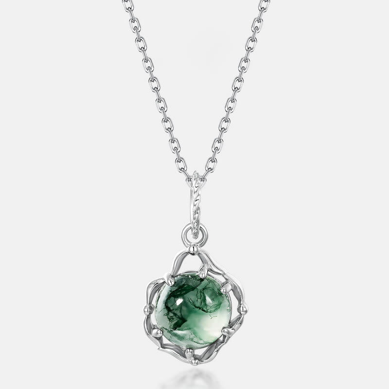 Olivenorma Moss Agate S925 Irregular Bezel Necklace - image 4