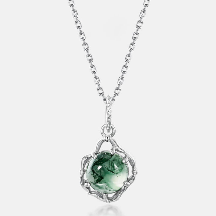Olivenorma Moss Agate S925 Irregular Bezel Necklace - image 4