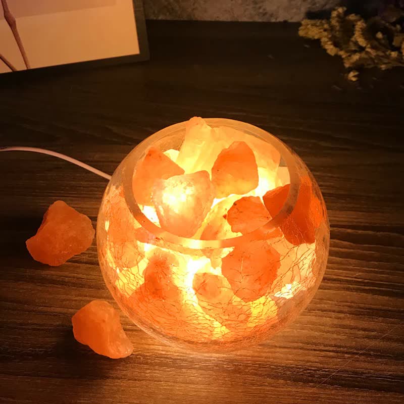 Olivenorma Creative Ice Cracked Glass Tank Himalayan Pink Salt Lamp - image 10