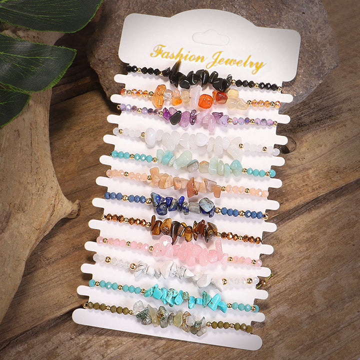Olivenorma Bohemian Crystal Gravel String Bracelet - image 0