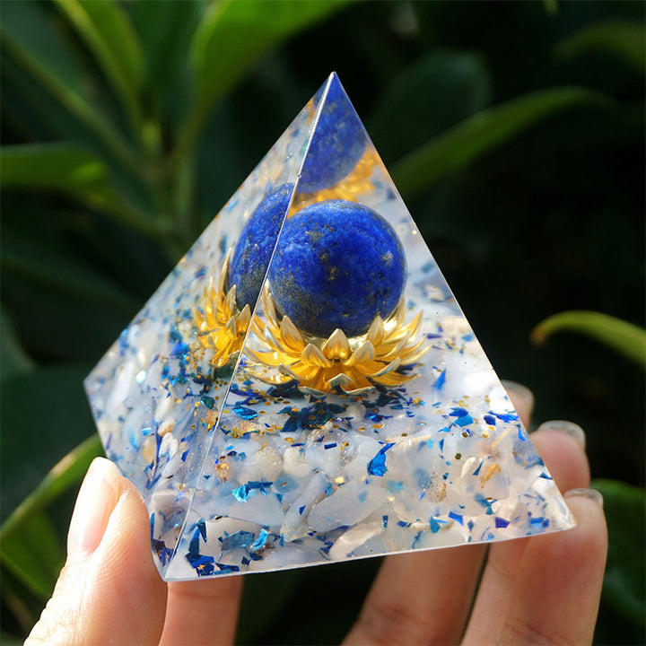 Olivenorma The Calm Power Lapis Lazuli & Blue Chalcedony Orgone Pyramid - image 3