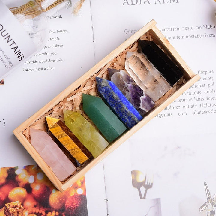 Olivenorma Eight Piece Natural Spire Chakra Crystal Wands Set - Crystal Set - image 0