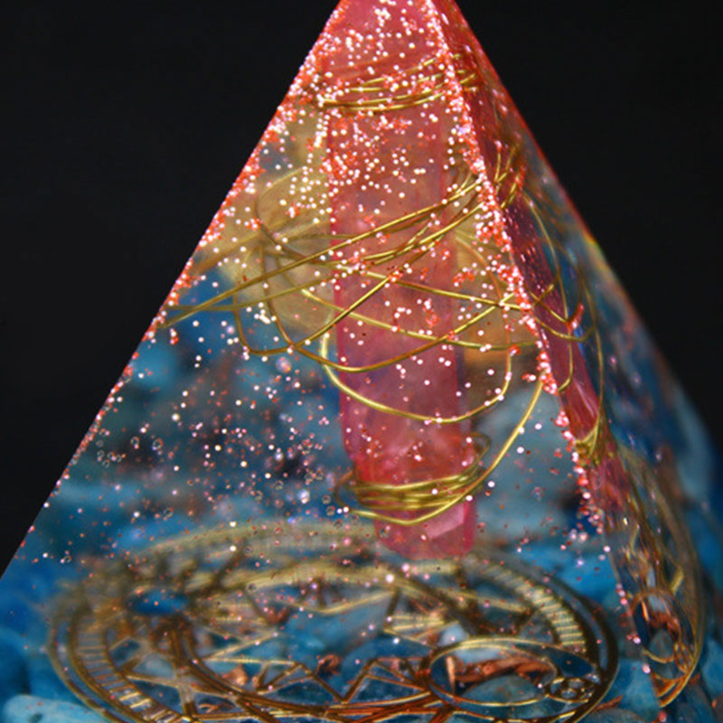 Olivenorma Red Quartz with Lapis Lazuli Orgone Pyramid - image 3