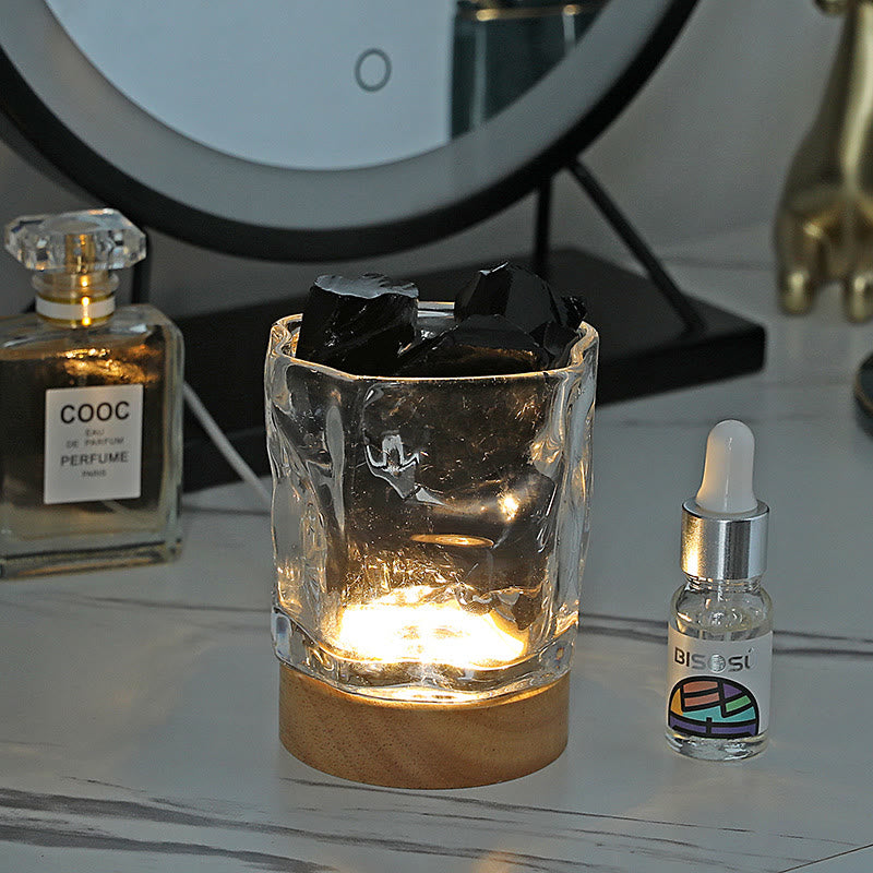 Olivenorma Irregular Glass Stone Essential Oil Crystal Aromatherapy Lamp - Obsidian - Shangri-la - image 7
