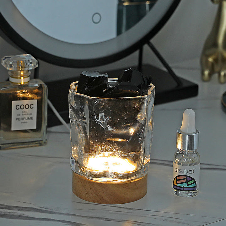 Olivenorma Irregular Glass Stone Essential Oil Crystal Aromatherapy Lamp - Obsidian - Shangri-la - image 7