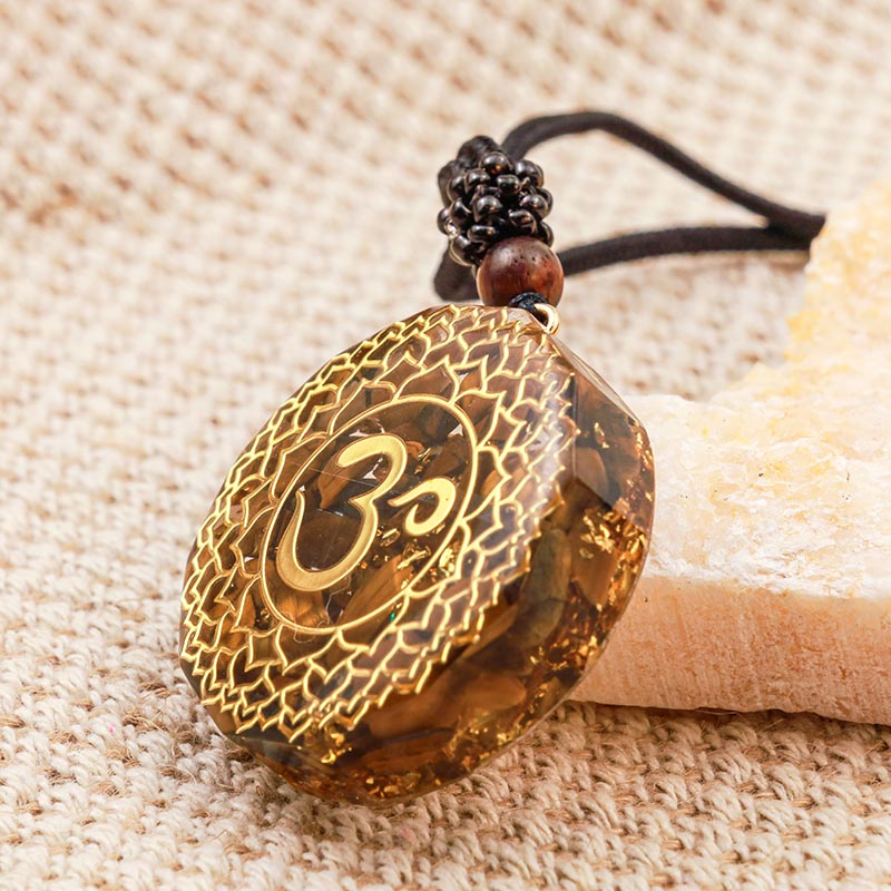 Olivenorma Tiger Eye OM Symbol Protection Necklace - image 2