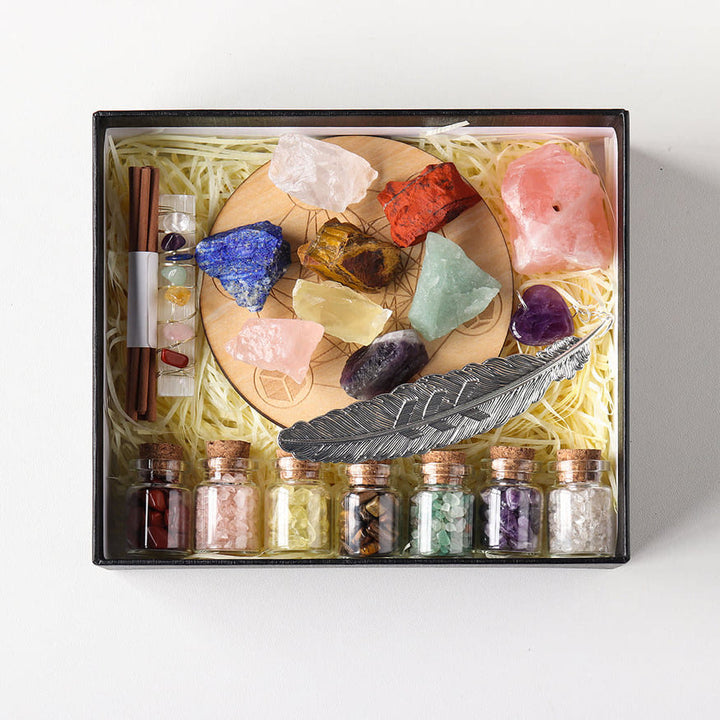 Olivenorma Natural Healing Gemstone Gravels 7 Chakra Raw Stone Set - image 5
