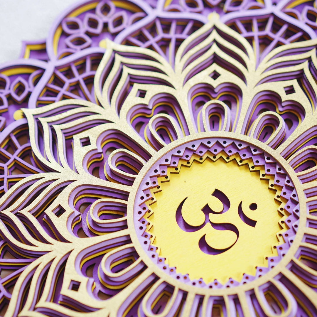 Olivenorma Purple Pink Om Hamsa Chakra 3D Carving Wall Decor - image 8