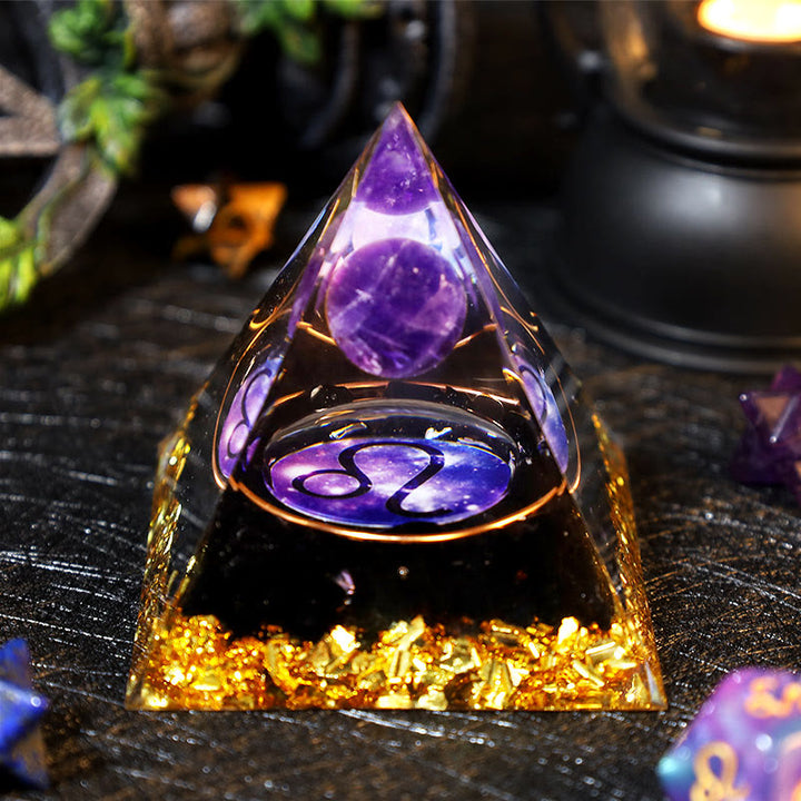 Olivenorma Amethyst Ball Obsidian Gravel Zodiac Leo Orgone Pyramid - 2.36''*2.36''(6cm X 6cm) - YES PLEASE $8 - image 0