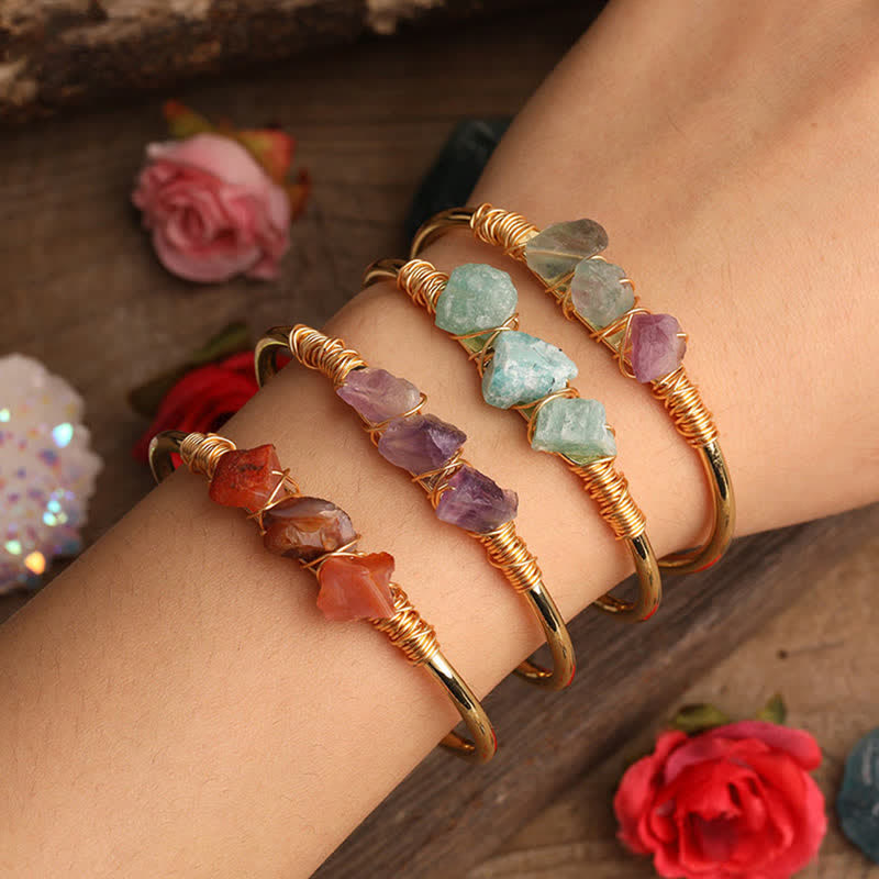 Olivenorma  Vintage Raw Crystal Gemstone Bracelet - image 0