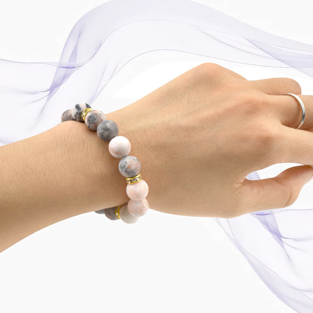Olivenorma Natural Rhodonite Frosted Beaded Healing Bracelet - image 1