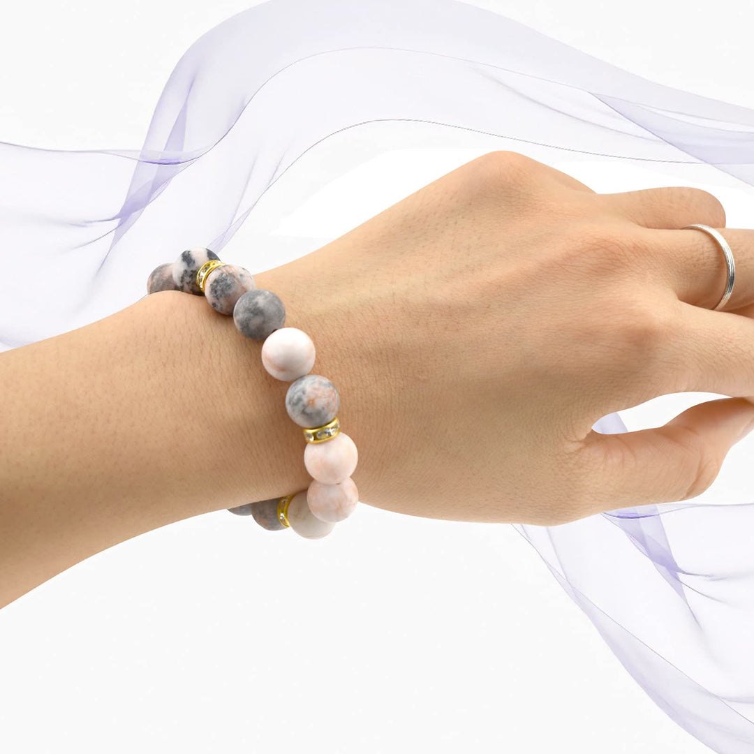 Olivenorma Natural Rhodonite Frosted Beaded Healing Bracelet - image 1