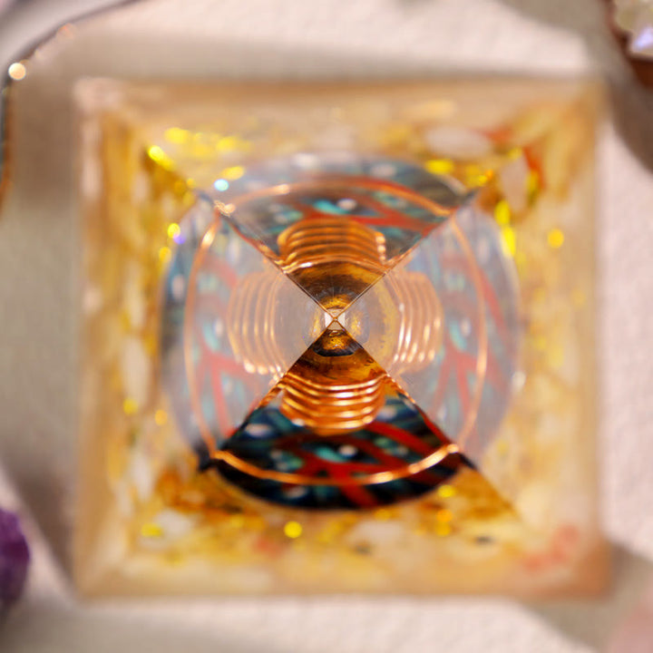 Olivenorma Tiger Eye Yellow Agate Eye Of Horus Orgone Pyramid - image 3