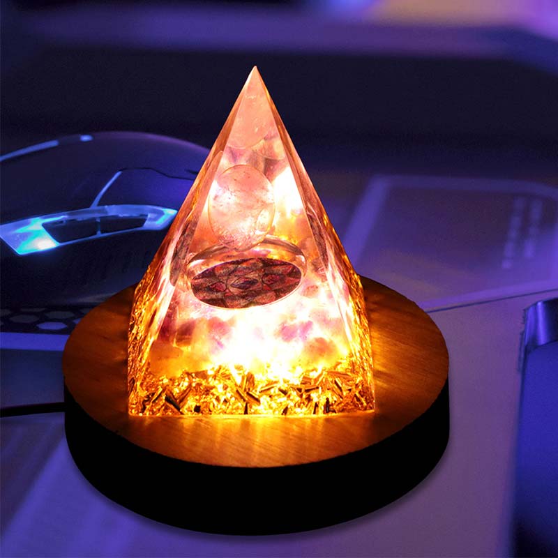 Olivenorma USB Pyramid Light Base Wooden Display Lamp Holder - image 8
