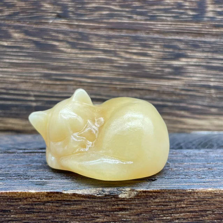 Olivenorma 4cm Natural Crystal Nap Cat Gemstone Decoration - Lemon-Quartz - image 11