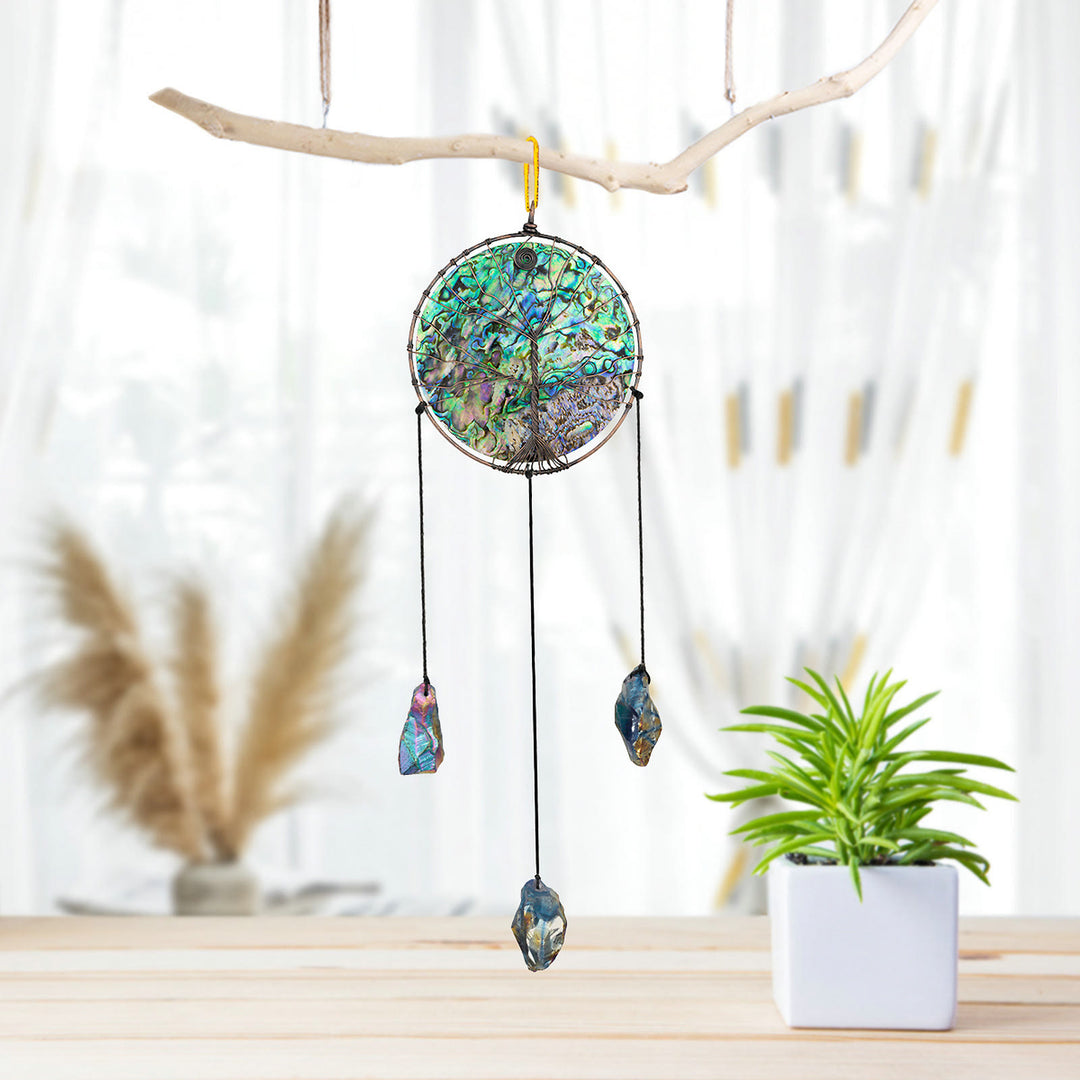 Olivenorma Abalone Shell Tree Of Life Hanging Ornament - Labradorite - image 0