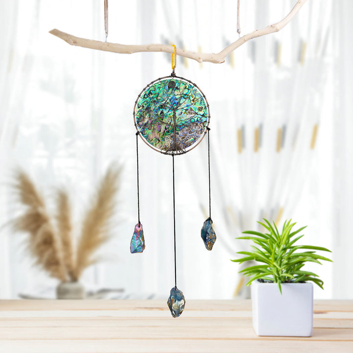 Olivenorma Abalone Shell Tree Of Life Hanging Ornament - Labradorite - image 0