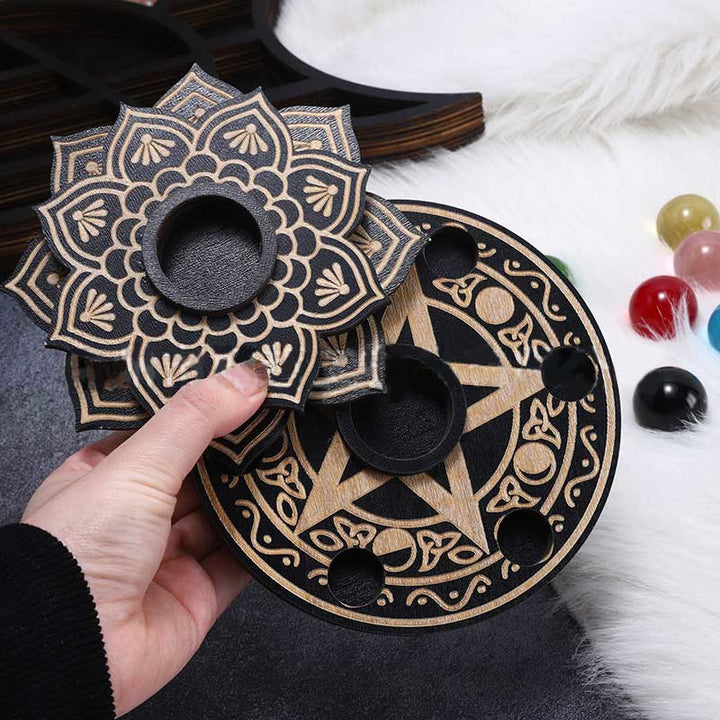 Olivenorma Lotus Display Wooden Crystal Ball Stand Decoration - image 3