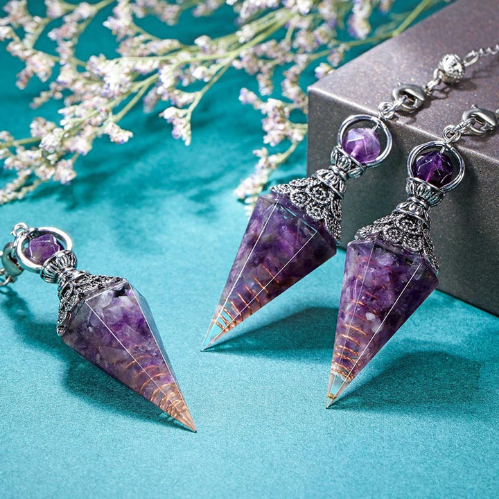 Amethyst Spiritual Healing Pendulum - Silver - image 0