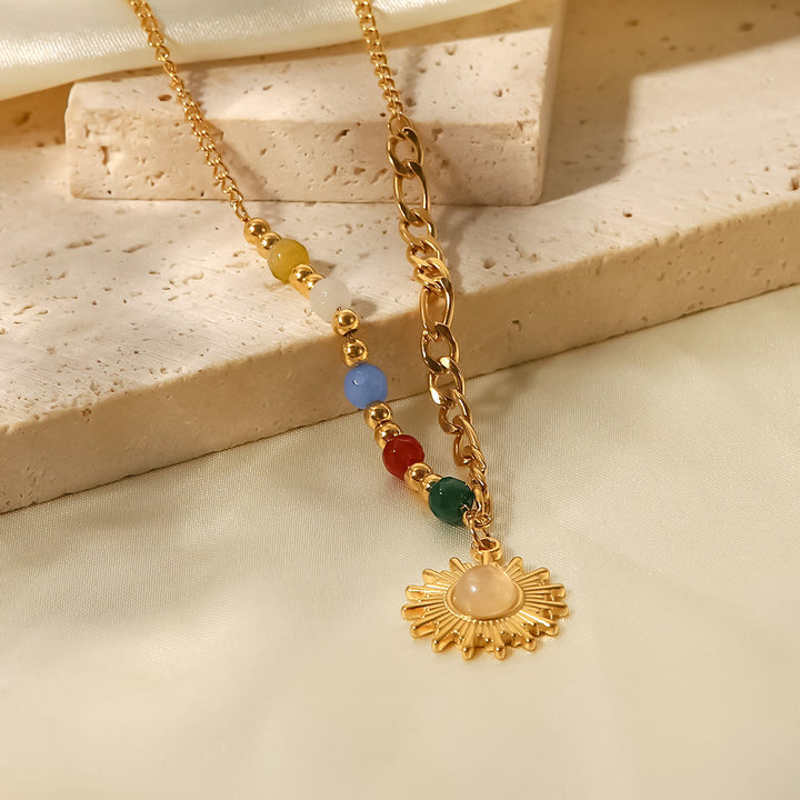 Olivenorma Opal Sun Shape Pendant Necklace - image 4