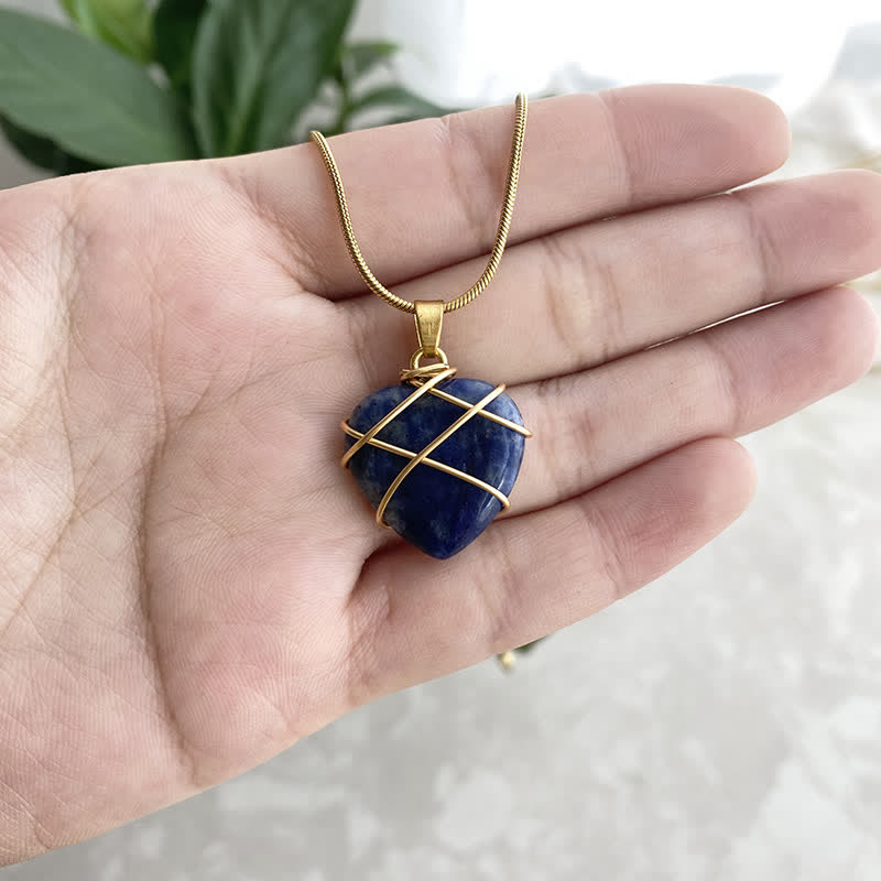 Olivenorma Heart Shape Natural Crystal Gemstone Necklace - Lapis Lazuli - image 16