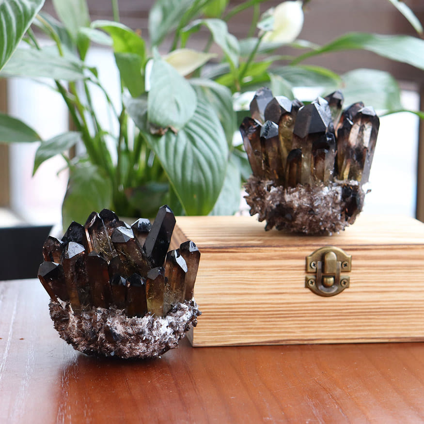 Olivenorma Natural Smoky Quartz Cluster Gemstone Decoration - image 10