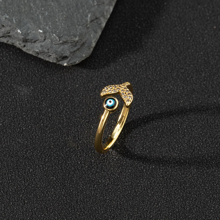 Olivenorma White Zircon Ring Evil Eye Adjustable Ring - Evil Eye & Fishtail #1 - image 5