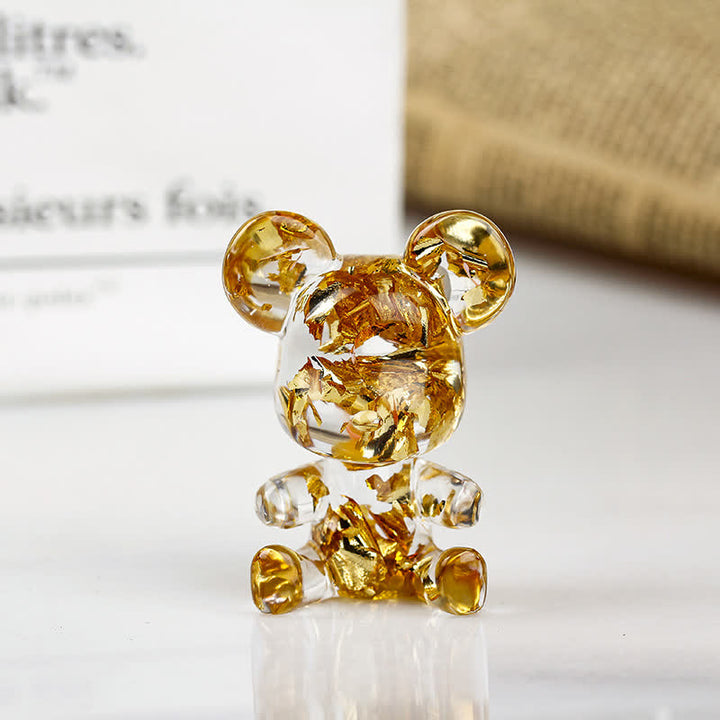 Olivenorma Cute Crystal Bear Gemstone Decoration - Gold Shaving - image 10