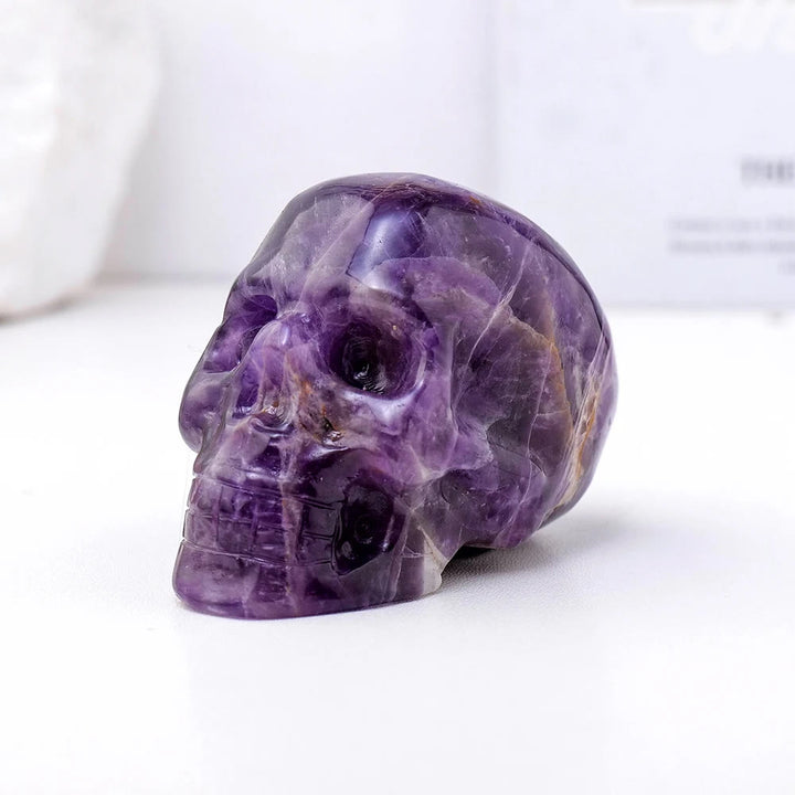 Olivenorma 3inch Amethyst Skull Statue Healing Gemstone Decoration - Amethyst - image 0