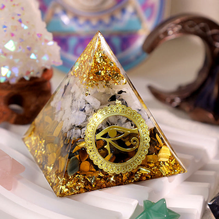 Olivenorma Tiger Eye Moonstone Eye Of Horus Orgone Pyramid - image 0