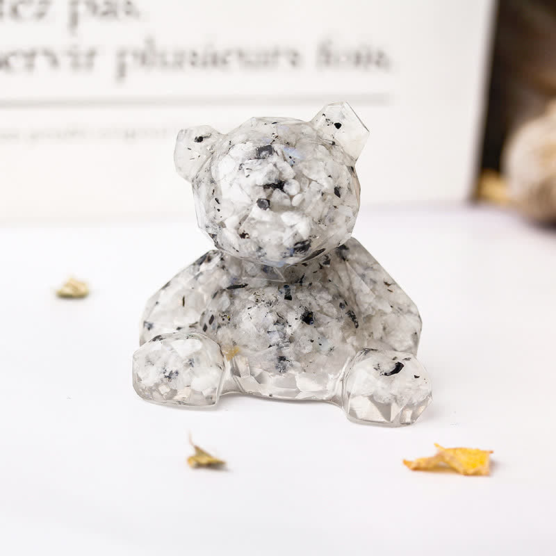 Olivenorma Mirror Sitting Bear Gemstone Decoration - Moonstone - image 5