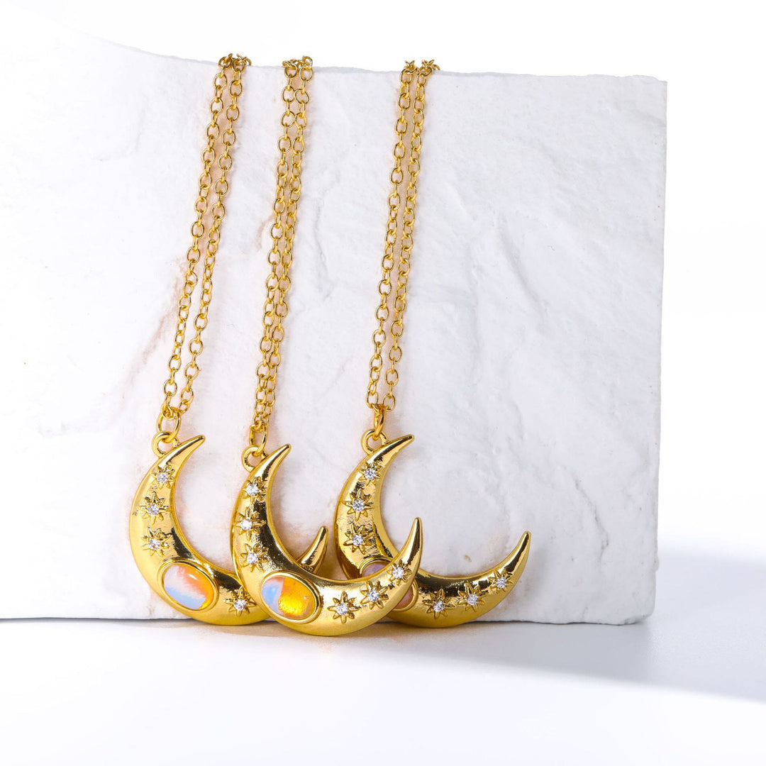 Olivenorma Golden Moon Opal Pendant Clavicle Necklace - image 8