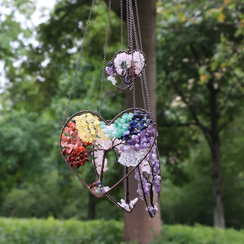 Olivenorma Heart Shape Chakra Tree Of Life Crystal Dream Catcher - image 19