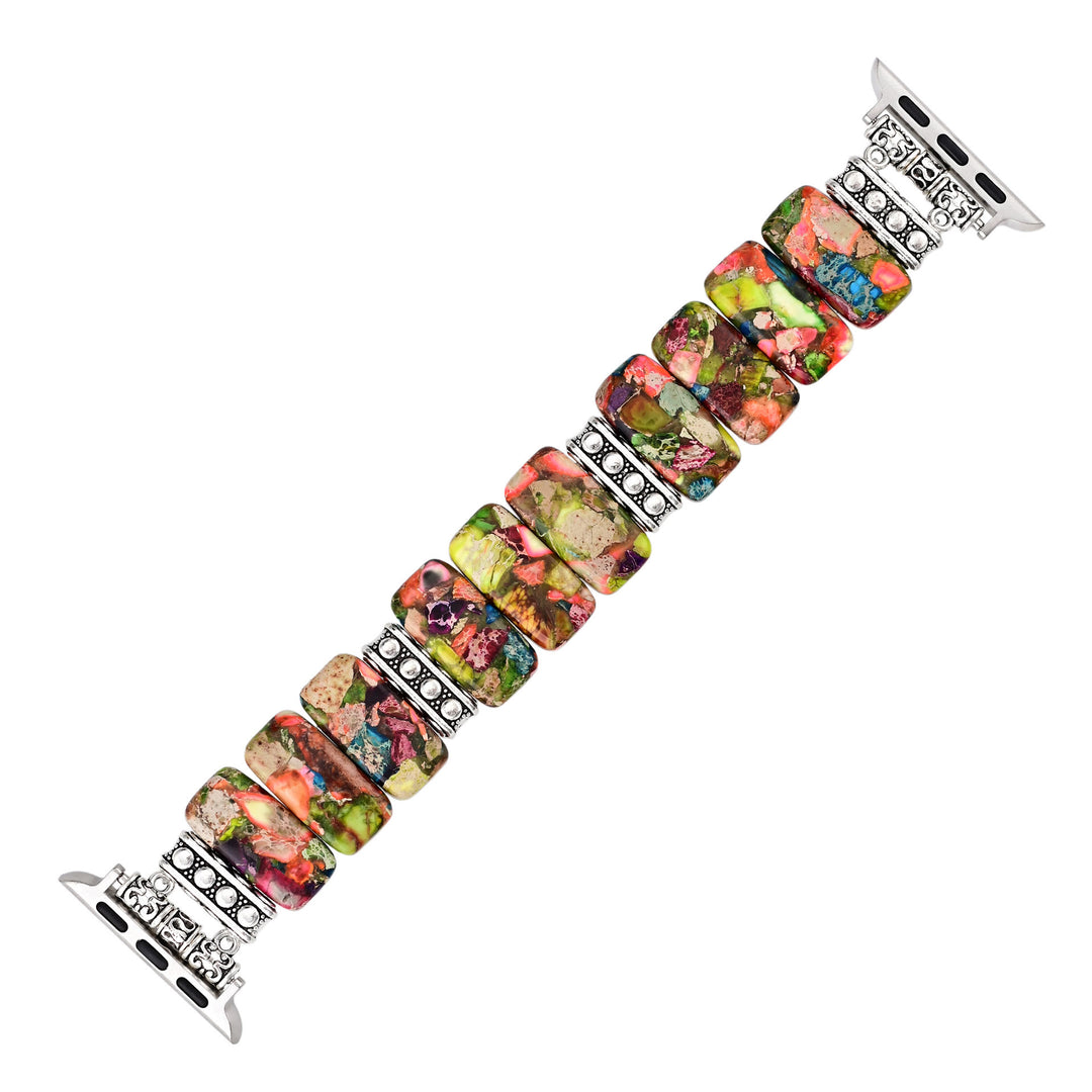Olivenorma Rectangular Oyster Turquoise Beaded Elastic Cord Apple Watch Strap - image 4