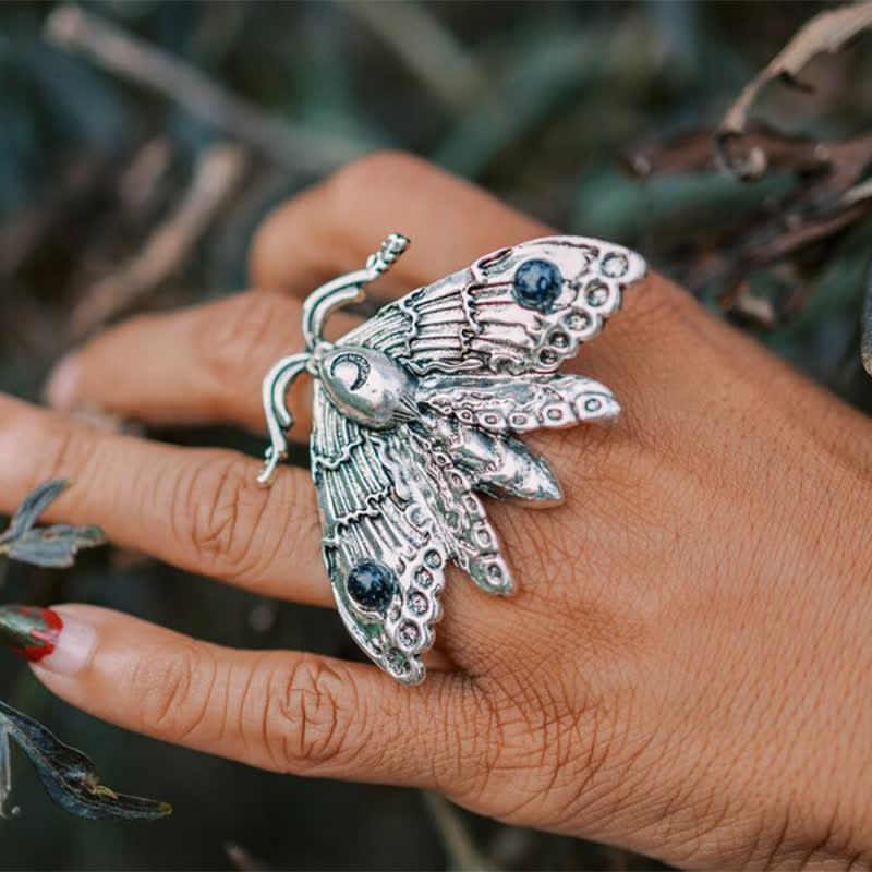 Olivenorma With Gemstones Luna Moth Witch Ring - image 1