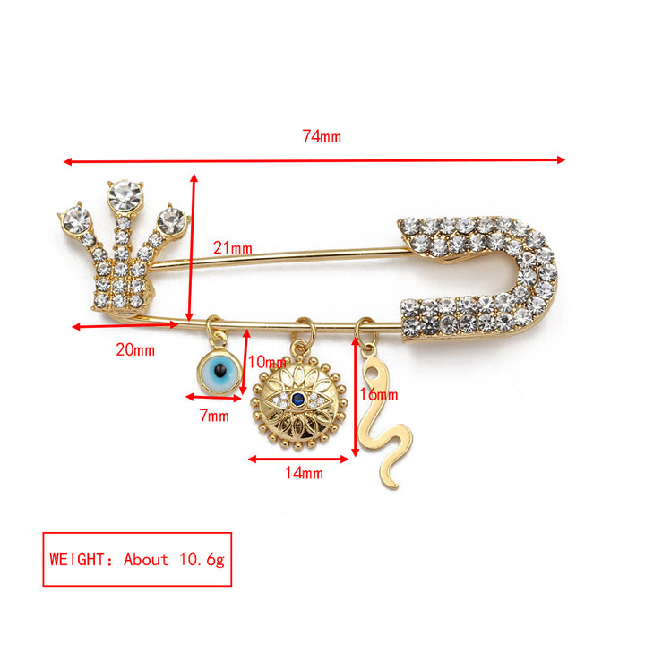 Olivenorma White Zircon Evil Eye Heart Brooch - Evil Eye&Snake - image 4