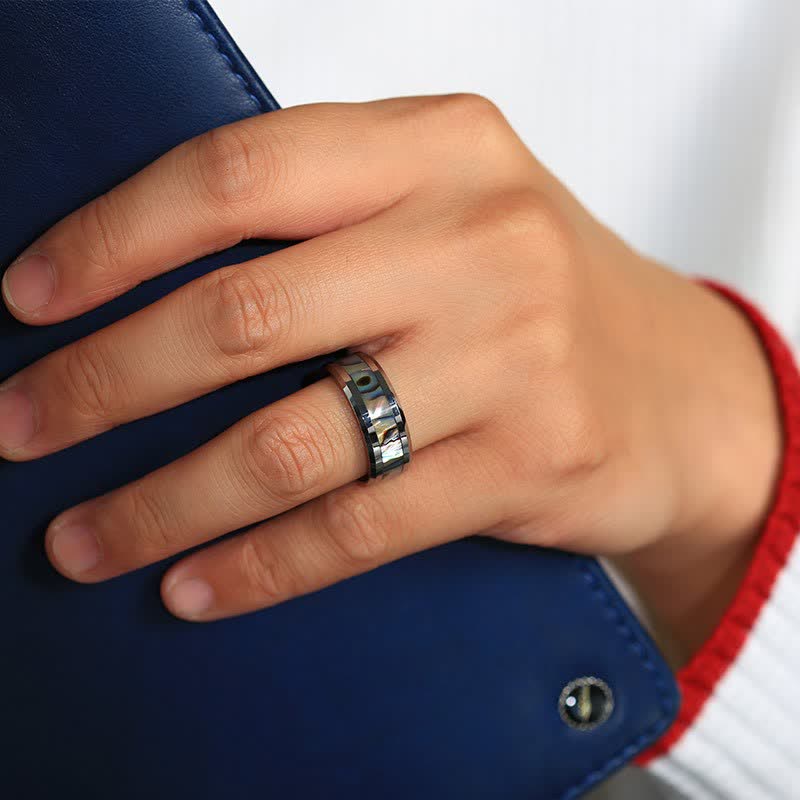 Olivenorma Koa Wood and Abalone Shell Tungsten Carbide Ring - image 20