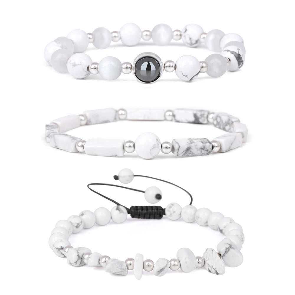 Olivenorma "Healing Wishes" Natural Crystal 3 Pieces Set Bracelet - White Turquoise - image 6