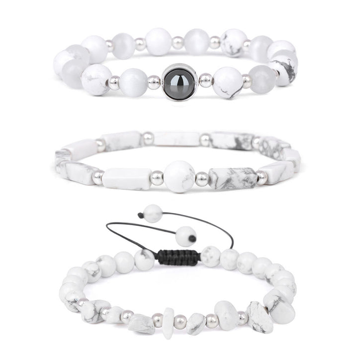 Olivenorma "Healing Wishes" Natural Crystal 3 Pieces Set Bracelet - White Turquoise - image 6