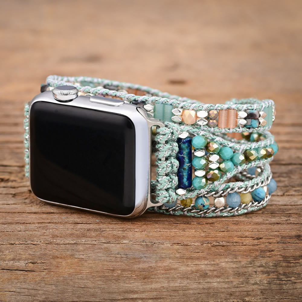 Olivenorma Mint Teal Crystal Beaded Apple Watch Strap - Watch Dial Size 42-45mm - image 0
