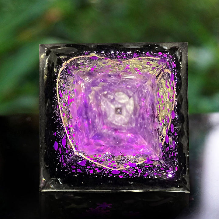 Olivenorma Amethyst Sphere With Obsidian Orgone Pyramid - image 1